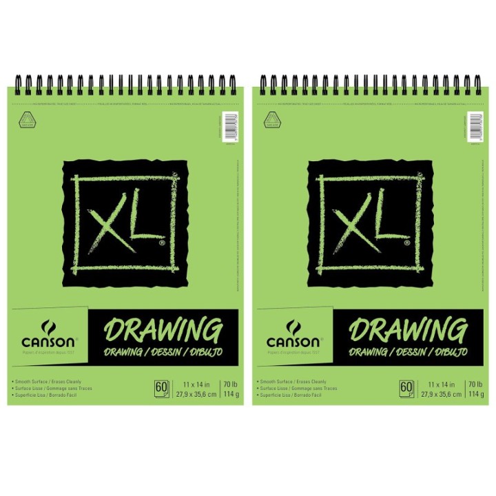 Canson XL Series Drawing Pad, Top Wire Binding, 60 Sheet, 11x14 inch, Pack of 2