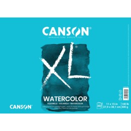 Canson XL Series Watercolor Pad, Heavyweight White Paper, Foldover Binding, 30 Sheets, 11x15 inch, 1 Count