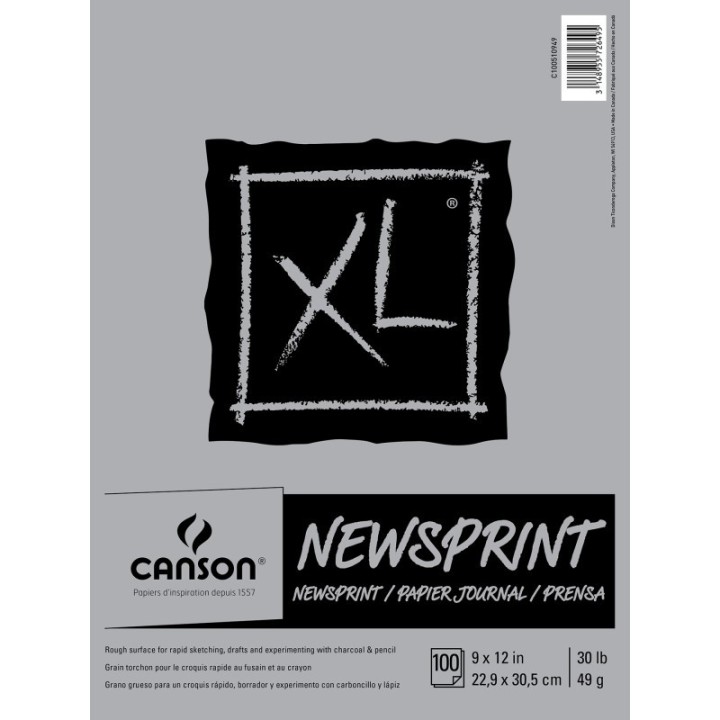 Canson XL Series Newsprint Pad, Tape Binding, 100 Sheet, 9x12 inch, 1 Count