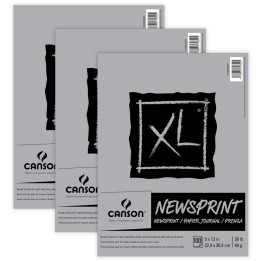 Canson XL Series Newsprint Pad, Tape Binding, 100 Sheet, 9x12 inch, Pack of 3