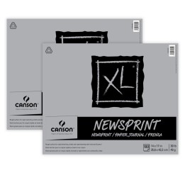Canson XL Series Newsprint Pad, Tape Binding, 100 Sheet, 14x17 inch, Pack of 2