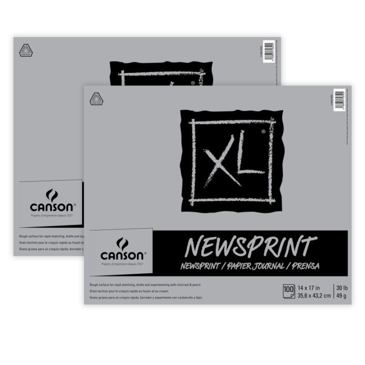 Canson XL Series Newsprint Pad, Tape Binding, 100 Sheet, 14x17 inch, Pack of 2