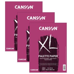 Canson XL Series Palette Pad, Foldover Binding, 40 Sheet, 9x12 inch, Pack of 3