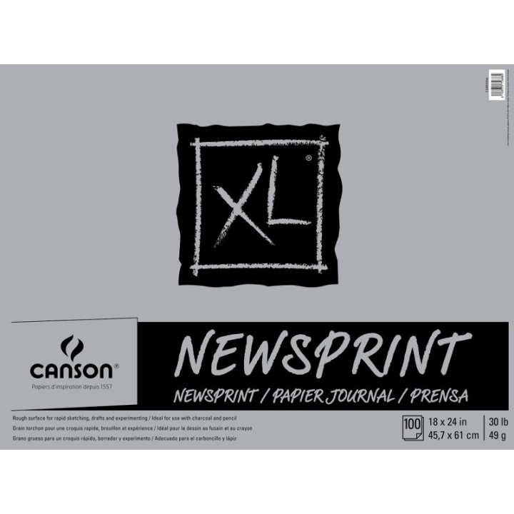 Canson XL Series Newsprint Pad, Foldover Binding, 100 Sheet, 18x24 inch, 1 Count