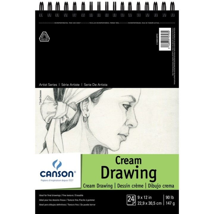 Canson Artist Series Drawing Pad, Top Wire Binding, 24 Sheet, 9x12 inch, 1 Count