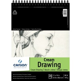 Canson Artist Series Drawing Pad, Cream Tone, Top Wire Binding, 24 Sheet, 11x14 inch, 1 Count