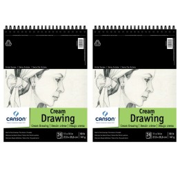 Canson Artist Series Drawing Pad, Cream Tone, Top Wire Binding, 24 Sheet, 11x14 inch, Pack of 2