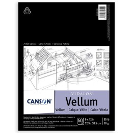 Canson Artist Series Vidalon Vellum Pad, Translucent, Foldover Binding, 50 Sheet, 9X12 inch, 1 Count
