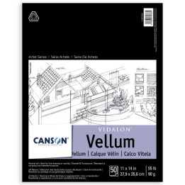 Canson Artist Series Vidalon Vellum Pad, Translucent, Foldover Binding, 50 Sheet, 11X14 inch, 1 Count