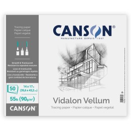 Canson Artist Series Vidalon Vellum Pad, Translucent, Foldover Binding, 50 Sheet, 14X17 inch, 1 Count
