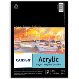 Canson Artist Series Acrylic Pad, Foldover Binding, 10 Sheet, 9x12 inch, 1 Count