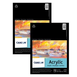 Canson Artist Series Acrylic Pad, Foldover Binding, 10 Sheet, 9x12 inch, Pack of 2