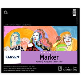 Canson Artist Series Pro Layout Marker Pad, Foldover Binding, 50 Sheet, 14X17 inch, 1 Count