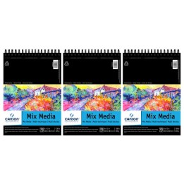 Canson Artist Series Mixed Media Pad, Top Wire Binding, 20 Sheet, 9x12 inch, Pack of 3
