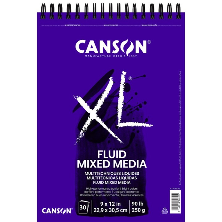 Canson XL Series Mixed Media Pad, Top Wire Binding, 30 Sheet, 9x12 inch, 1 Count