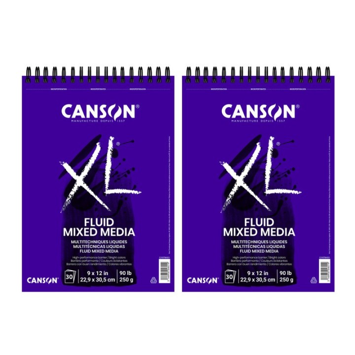 Canson XL Series Mixed Media Pad, Top Wire Binding, 30 Sheet, 9x12 inch, Pack of 2