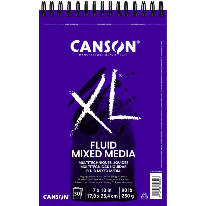 Canson XL Series Mixed Media Pad, Top Wire Binding, 30 Sheet, 7x10 inch, 1 Count