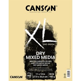 Canson XL Series Mixed Media Pad, Natural Tone, Foldover Binding, 10 Sheet, 11x14 inch, 1 Count