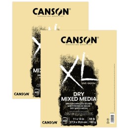 Canson XL Series Mixed Media Pad, Natural Tone, Foldover Binding, 10 Sheet, 11x14 inch, Pack of 2