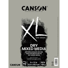 Canson XL Series Mixed Media Pad, Toned Gray, Foldover Binding, 10 Sheet, 9x12 inch, 1 Count