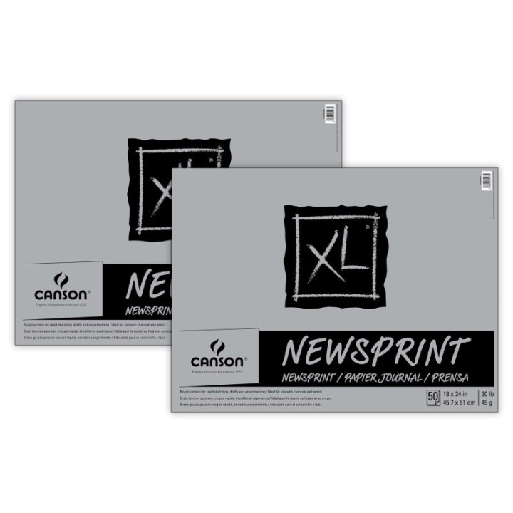 Canson XL Series Newsprint Pad, Foldover Binding, 50 Sheet, 18x24 inch, Pack of 2