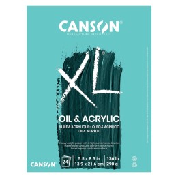 Canson XL Series Oil & Acrylic Pad, Foldover Binding, 24 Sheet, 5.5x8.5 inch, 1 Count