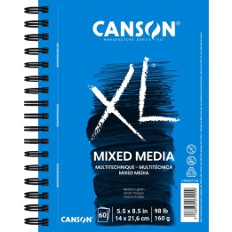 Canson XL Series Mixed Media Pad, Side Wire Binding, 60 Sheet, 5.5x8.5 inch, 1 Count