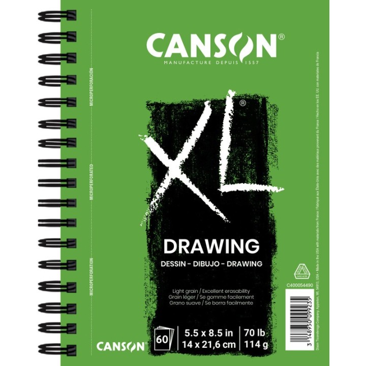 Canson XL Series Drawing Pad, Side Wire Binding, 60 Sheet, 5.5x8.5 inch, 1 Count