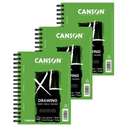 Canson XL Series Drawing Pad, Side Wire Binding, 60 Sheet, 5.5x8.5 inch, Pack of 3
