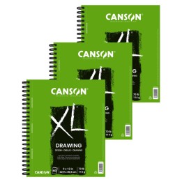 Canson XL Series Drawing Pad, Side Wire Binding, 60 Sheet, 9x12 inch, Pack of 3