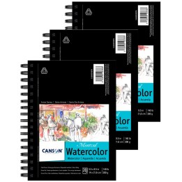 Canson Artist Series Montval Watercolor Pad, Side Wire Binding, 20 Sheet, 5.5x8.5 inch, Pack of 3