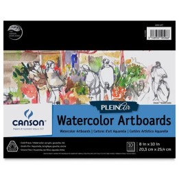 Canson Artist Series Montval Plein Air Watercolor Board, Foldover Binding, 10 Sheet, 8x10 inch, 1 Count