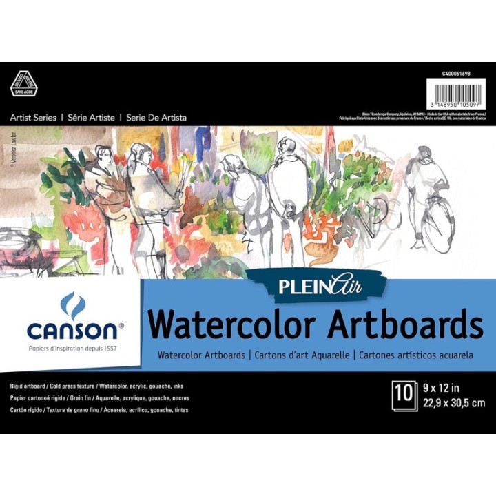 Canson Artist Series Montval Plein Air Watercolor Board, Foldover Binding, 10 Sheet, 9x12 inch, 1 Count