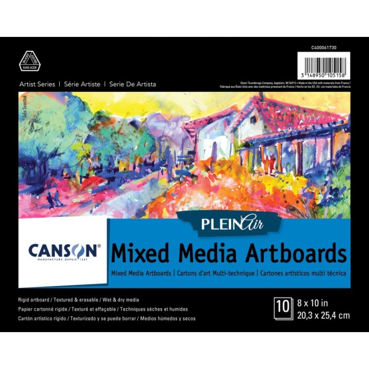 Canson Artist Series Plein Air Mixed Media Board, Foldover Binding, 10 Sheet, 8x10 inch, 1 Count