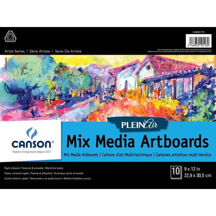 Canson Artist Series Plein Air Mixed Media Board, Foldover Binding, 10 Sheet, 9x12 inch, 1 Count