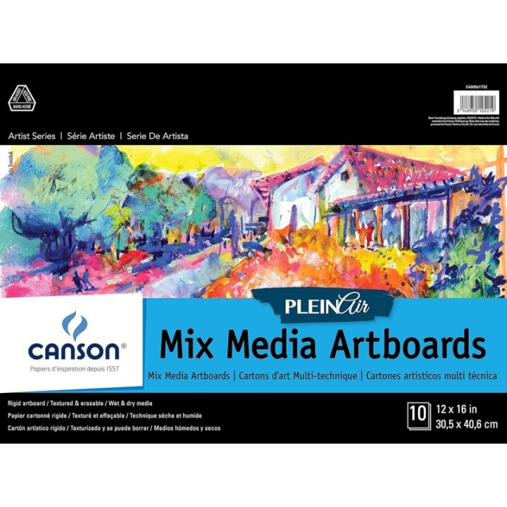 Canson Artist Series Plein Air Mixed Media Board, Foldover Binding, 10 Sheet, 12x16 inch, 1 Count
