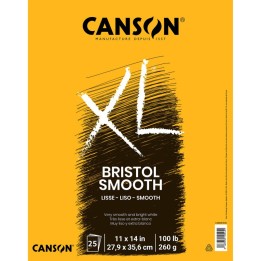 Canson XL Series Bristol Pad, Smooth Finish, Foldover Binding, 25 Sheet, 11x14 inch, 1 Count