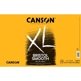 Canson XL Series Bristol Pad, Smooth Finish, Foldover Binding, 25 Sheet, 11x17 inch, 1 Count