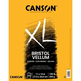 Canson XL Series Bristol Pad, Vellum Finish, Foldover Binding, 25 Sheet, 11x14 inch, 1 Count