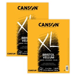 Canson XL Series Bristol Pad, Vellum Finish, Foldover Binding, 25 Sheet, 11x14 inch, Pack of 2