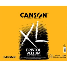 Canson XL Series Bristol Pad, Vellum Finish, Foldover Binding, 25 Sheet, 14x17 inch, 1 Count