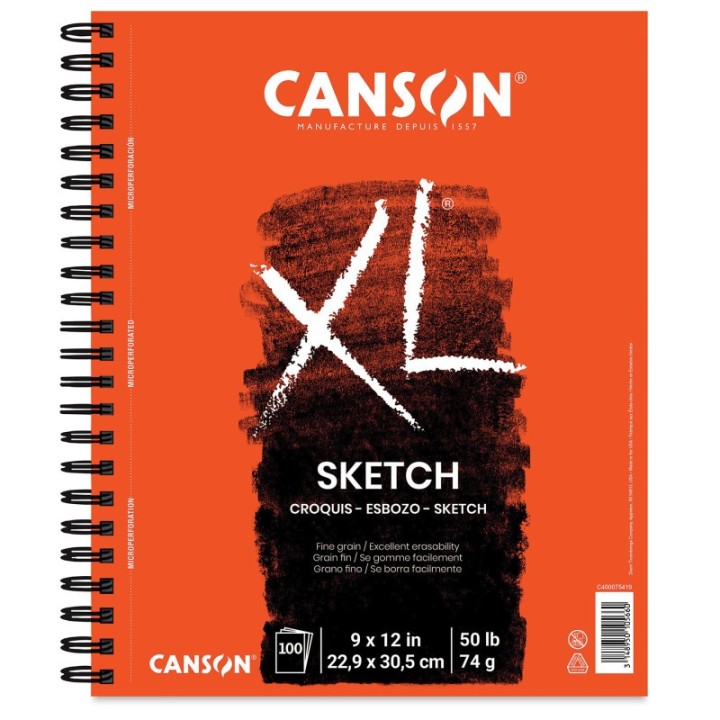 Canson XL Series Sketch Pad, Side Wire Binding, 100 Sheet, 9x12 inch, 1 Count