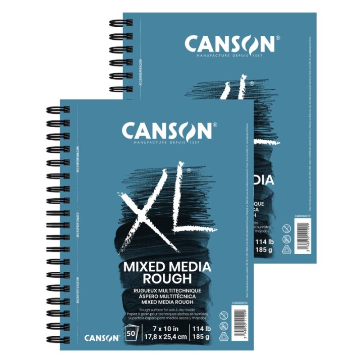 Canson XL Series Mixed Media Pad, Side Wire Binding, 50 Sheet, 7x10 inch, Pack of 2