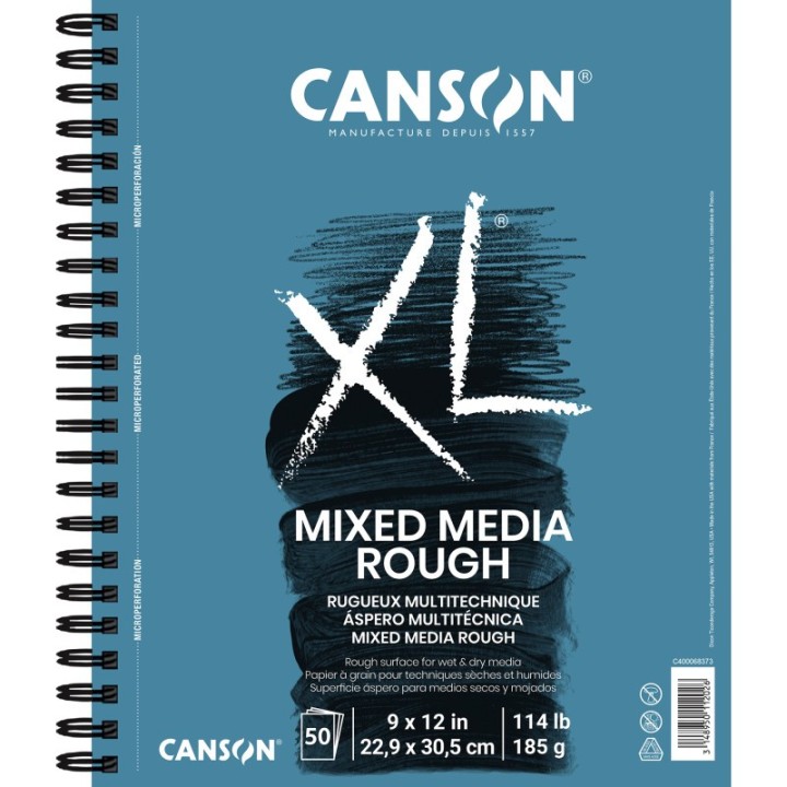 Canson XL Series Mixed Media Pad, Side Wire Binding, 50 Sheet, 9x12 inch, 1 Count