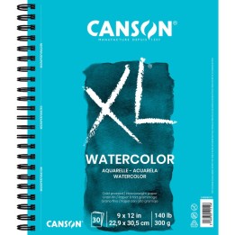 Canson XL Series Watercolor Pad, Heavyweight White Paper, Side Wire Binding, 30 Sheets, 9x12 inch, 1 Count