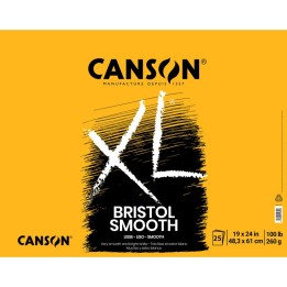 Canson XL Series Bristol Pad, Smooth Finish, Foldover Binding, 25 Sheet, 19x24 inch, 1 Count