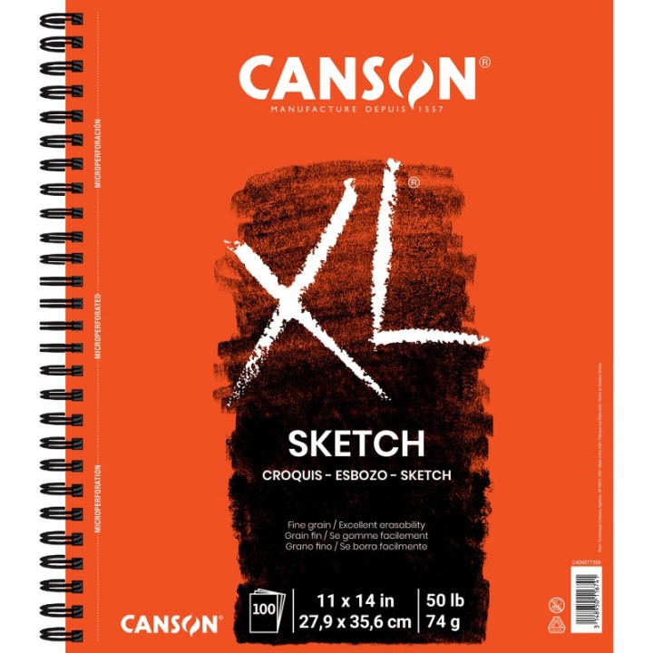 Canson XL Series Sketch Pad, Side Wire Binding, 100 Sheet, 11x14 inch, 1 Count