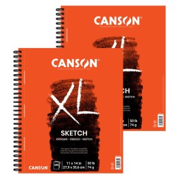 Canson XL Series Sketch Pad, Side Wire Binding, 100 Sheet, 11x14 inch, Pack of 2