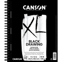 Canson XL Series Drawing Pad, Black, Side Wire Binding, 10 Sheet, 9x12 inch, 1 Count