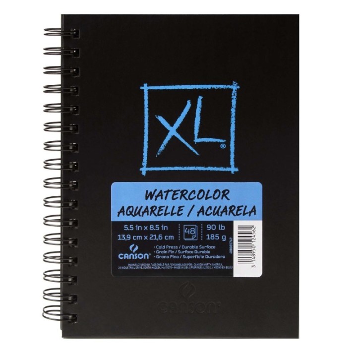 Canson XL Series Watercolor Art Book, Midweight White Paper, Side Wire Binding, 48 Sheet, 5.5X8.5 inch, 1 Count